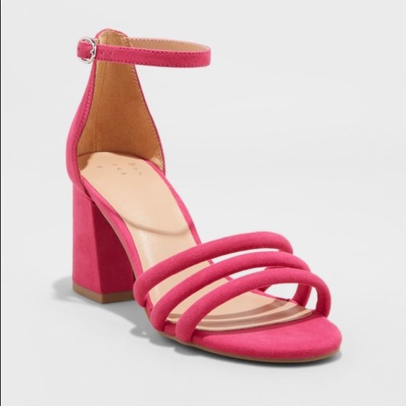 bright pink block heel shoes